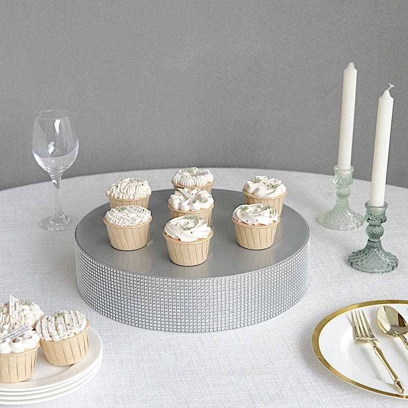 Round Metal Pedestal Cake Stand with Rhinestones