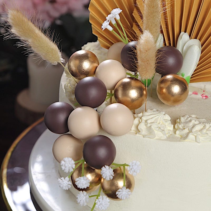 25 Assorted Palm Leaves with Flower Ball Cake Toppers Set