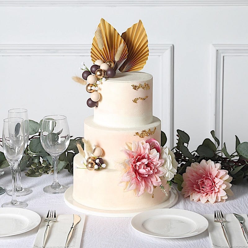 25 Assorted Palm Leaves with Flower Ball Cake Toppers Set