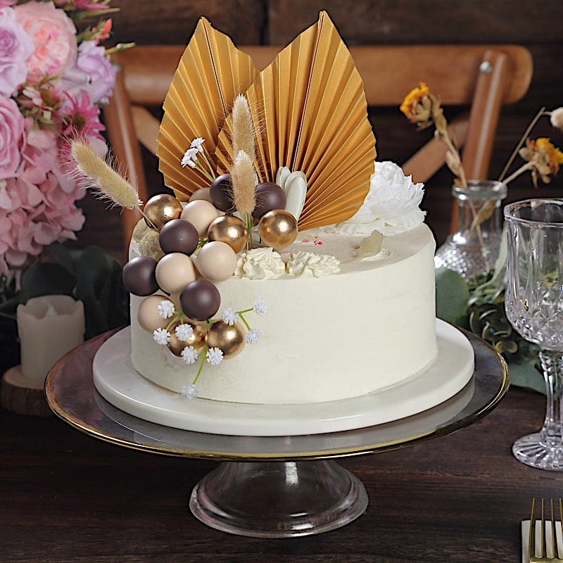 12 GOLD Faux Pearl Balls Cake Topper Picks Cupcake Decorations