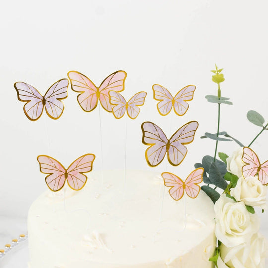 64 Purple and Pink Assorted 3D Butterfly Cake and Cupcake Toppers