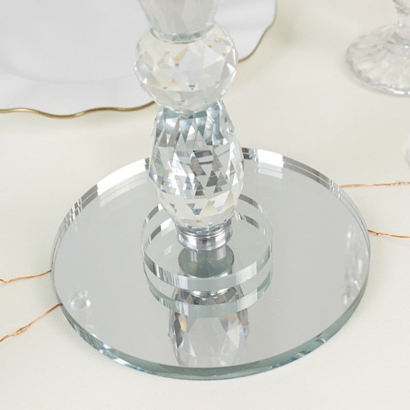 14 in tall Clear 5 Arm Crystal Glass Candelabra Taper Candle Holder with Hanging Prisms