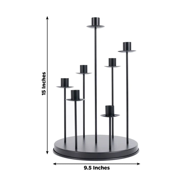 15 in 7 arm Round Metal Table Taper Candle Holder with Cluster Design
