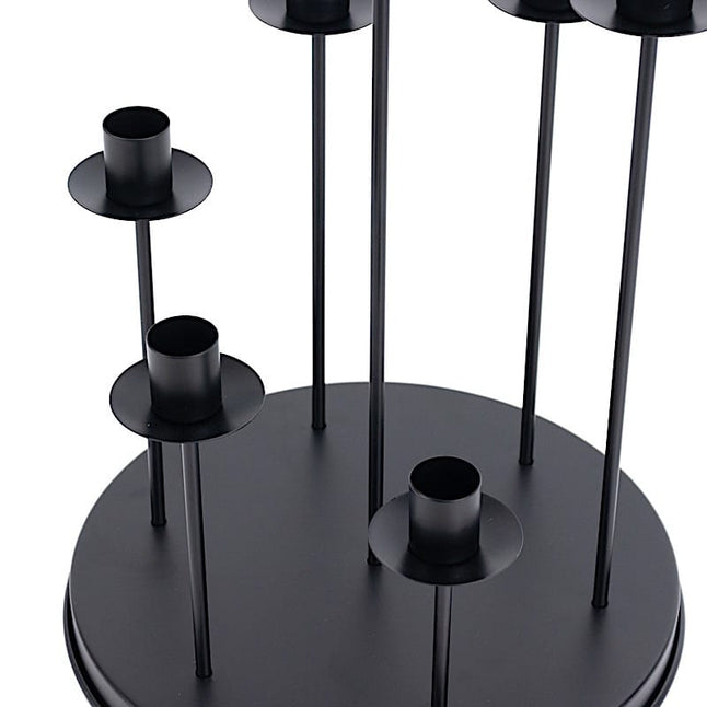15 in 7 arm Round Metal Table Taper Candle Holder with Cluster Design