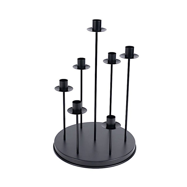 15 in 7 arm Round Metal Table Taper Candle Holder with Cluster Design
