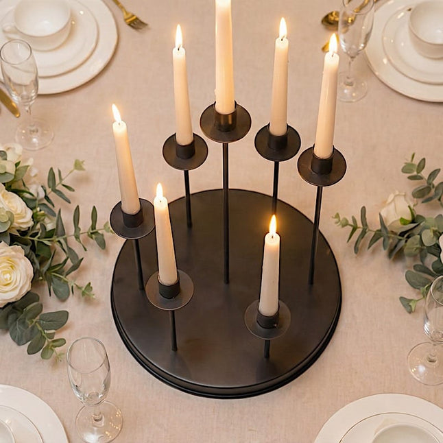 15 in 7 arm Round Metal Table Taper Candle Holder with Cluster Design