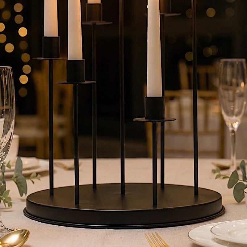 15 in 7 arm Round Metal Table Taper Candle Holder with Cluster Design