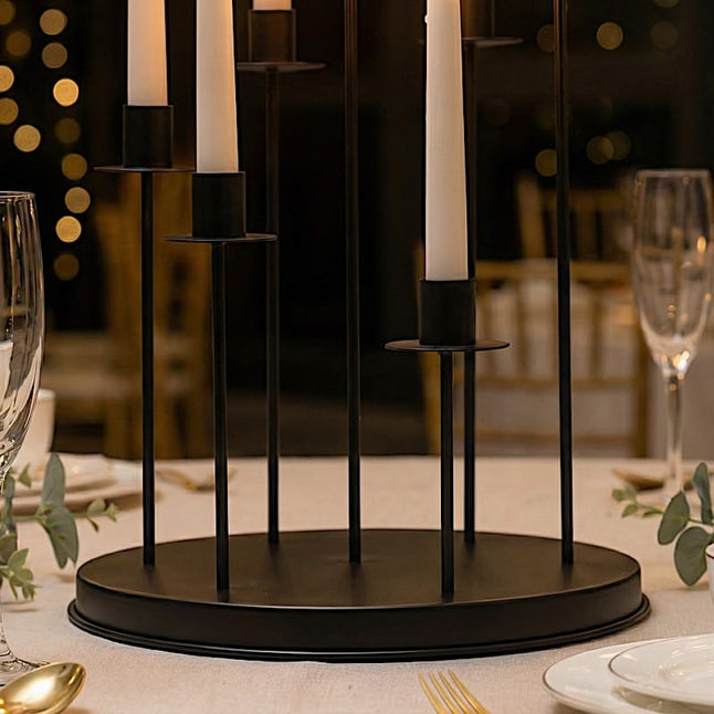 15 in 7 arm Round Metal Table Taper Candle Holder with Cluster Design