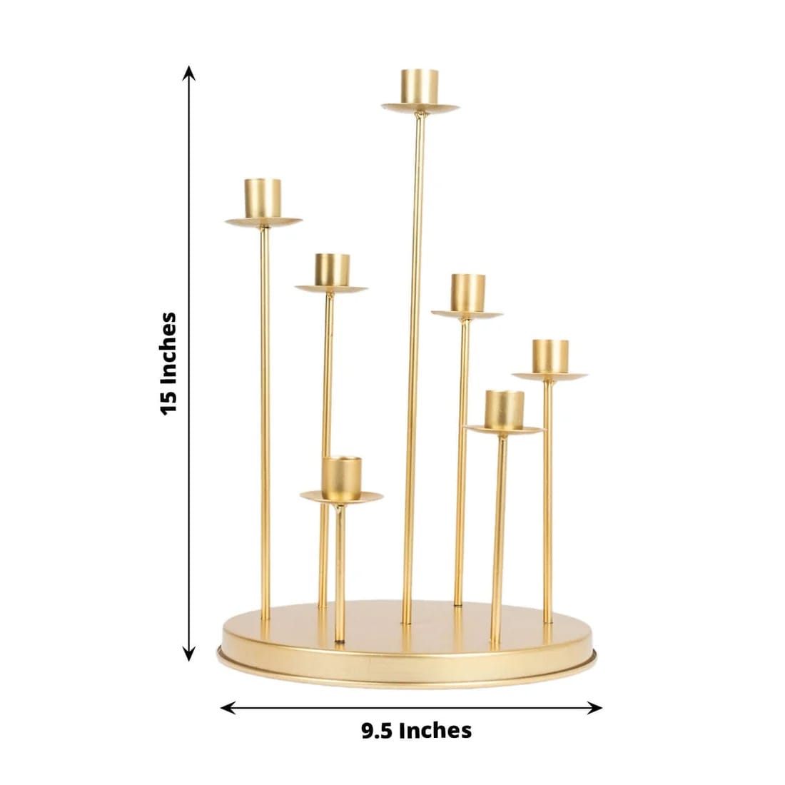 15 in 7 arm Round Metal Table Taper Candle Holder with Cluster Design