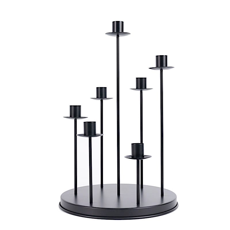 15 in 7 arm Round Metal Table Taper Candle Holder with Cluster Design
