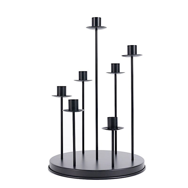 15 in 7 arm Round Metal Table Taper Candle Holder with Cluster Design