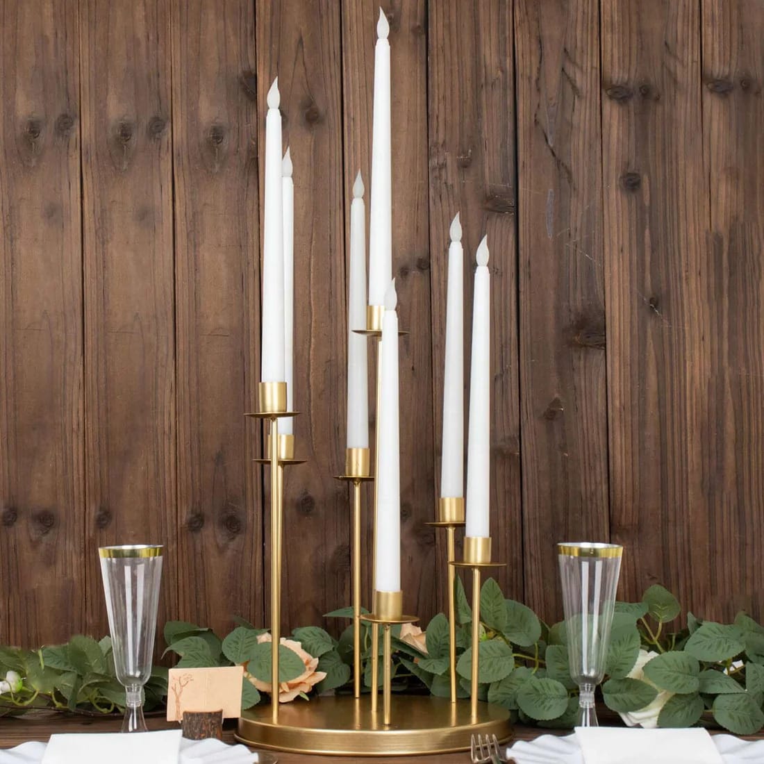 15 in 7 arm Round Metal Table Taper Candle Holder with Cluster Design
