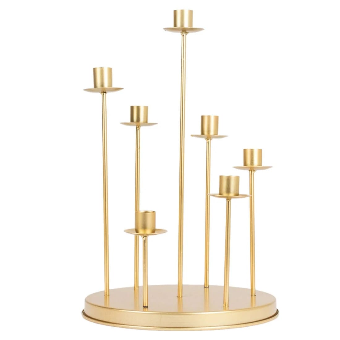 15 in 7 arm Round Metal Table Taper Candle Holder with Cluster Design