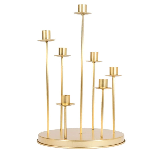 15 in 7 arm Round Metal Table Taper Candle Holder with Cluster Design