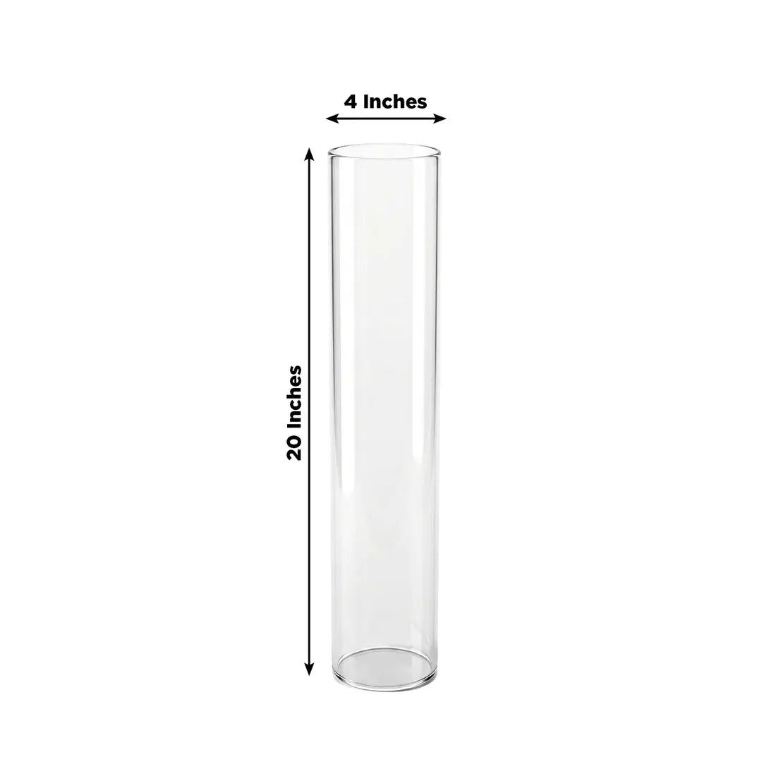 2 Clear 20 in Open End Cylinder Glass Hurricane Candle Shades