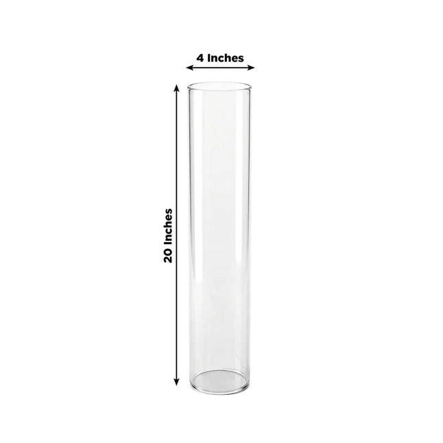 2 Clear 20 in Open End Cylinder Glass Hurricane Candle Shades