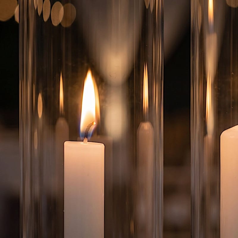 2 Clear 20 in Open End Cylinder Glass Hurricane Candle Shades