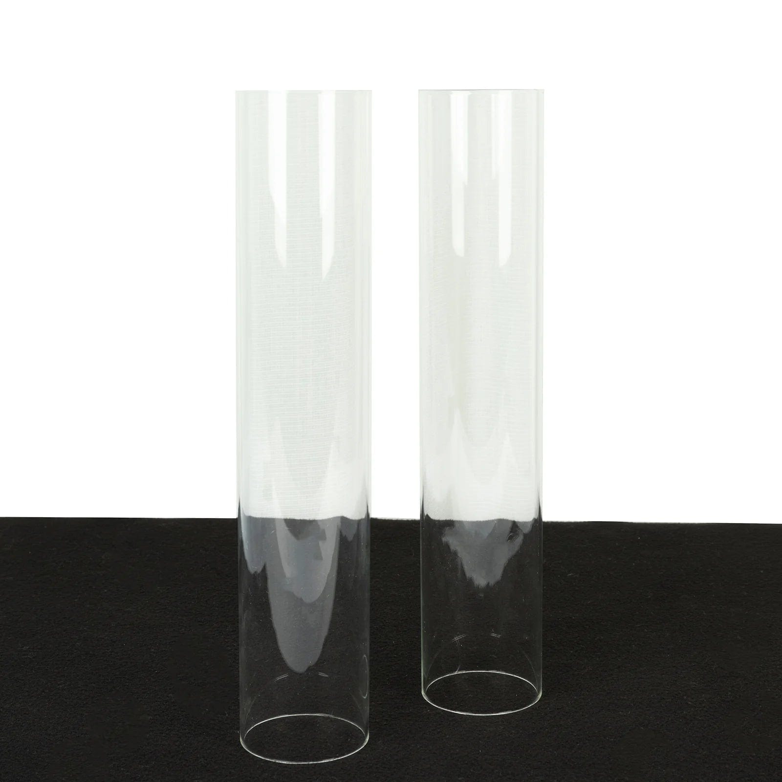 2 Clear Glass Pillar Hurricane Candle Shades