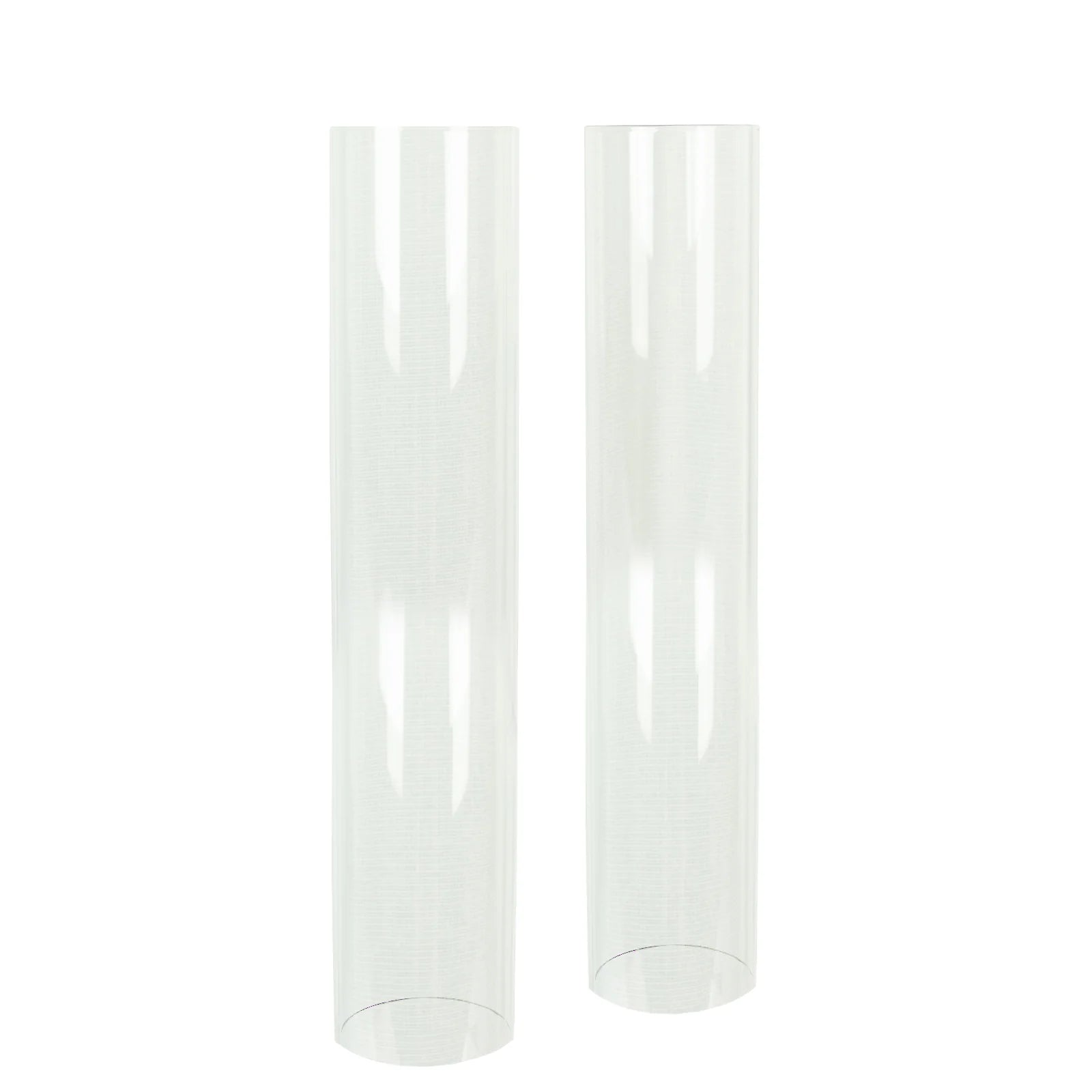 2 Clear Glass Pillar Hurricane Candle Shades