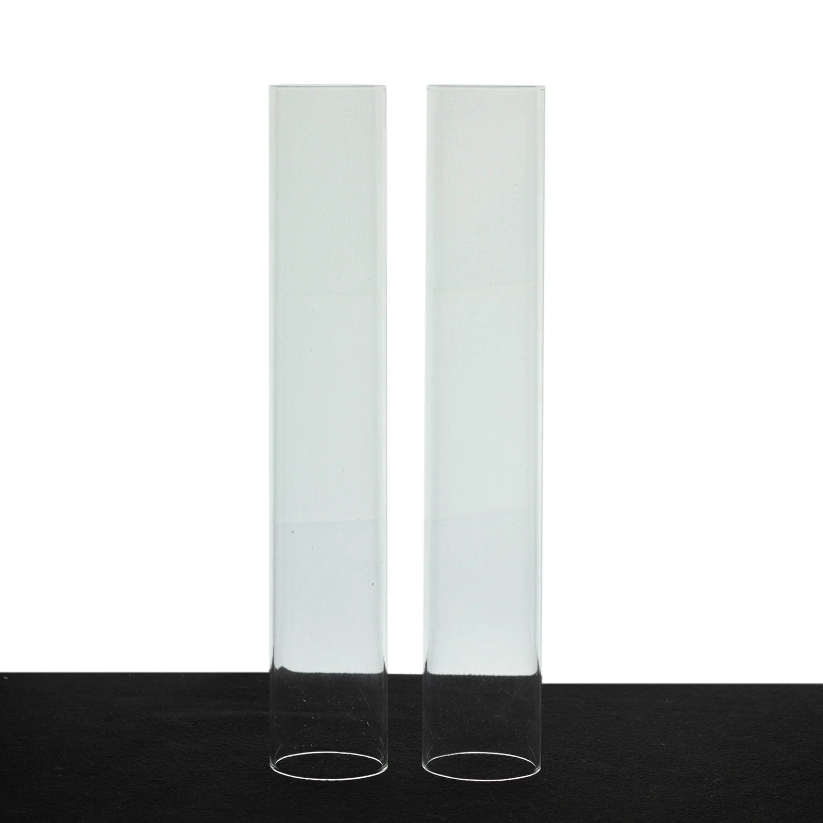 2 Clear Glass Pillar Hurricane Candle Shades