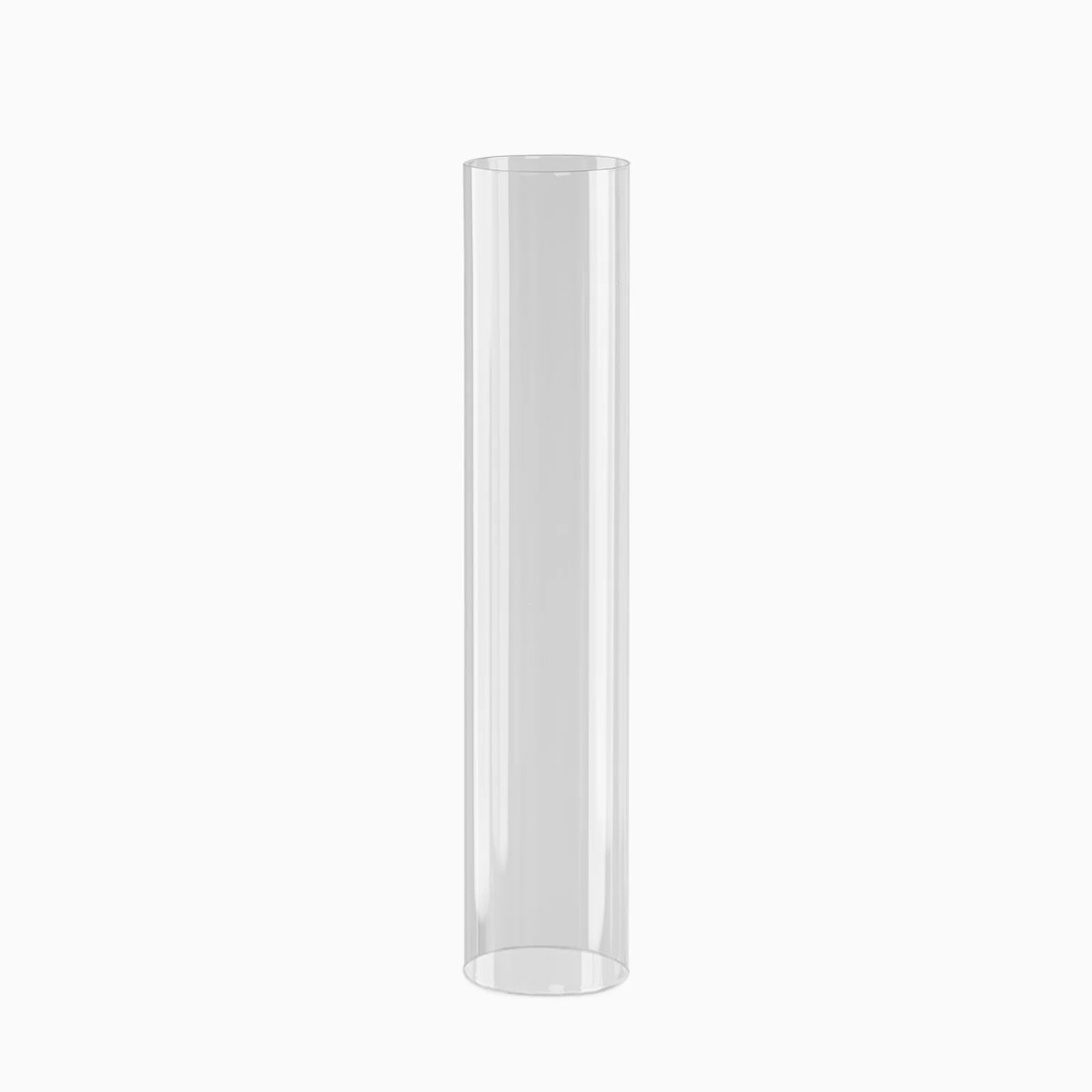 2 Clear Glass Pillar Hurricane Candle Shades