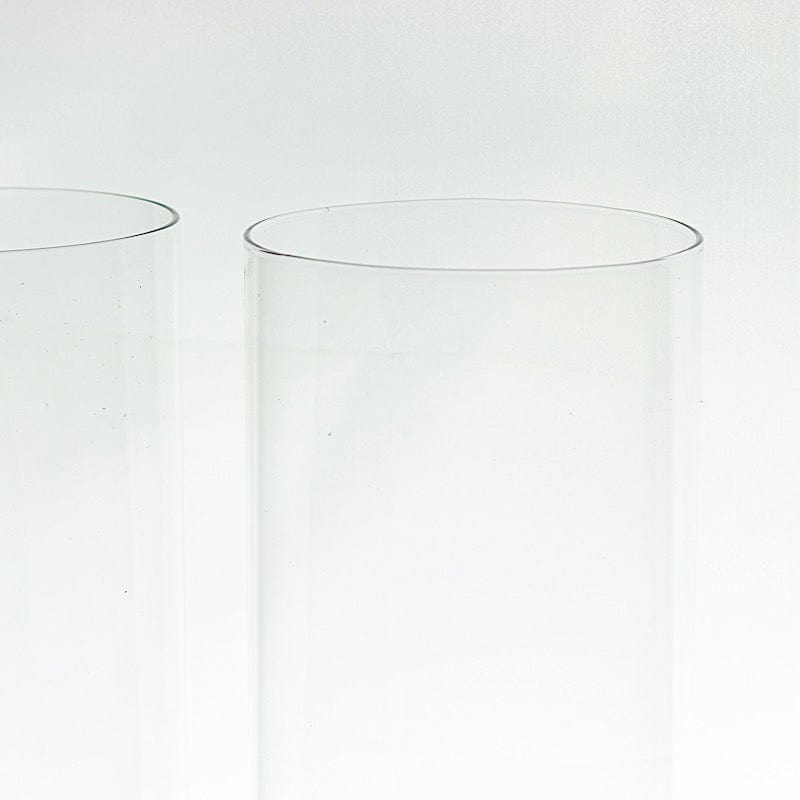 2 Clear Open End Cylinder Glass Hurricane Candle Shades