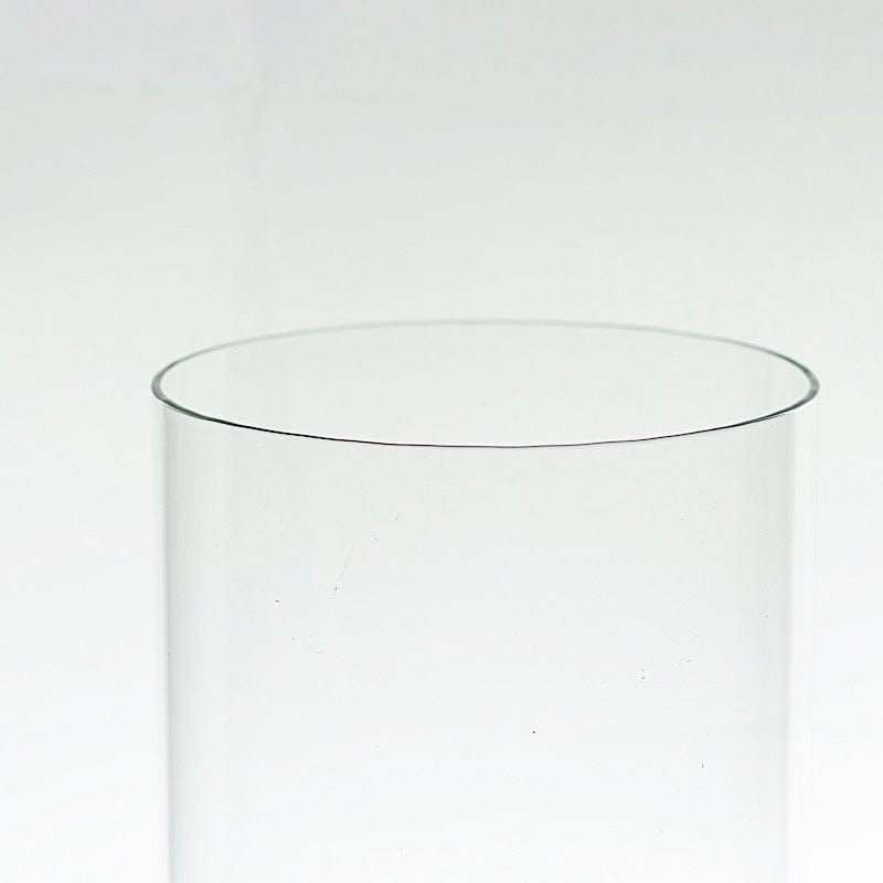 2 Clear Open End Cylinder Glass Hurricane Candle Shades