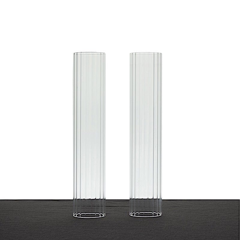 2 Clear Ribbed Candelabra Candle Holder Glass Shades