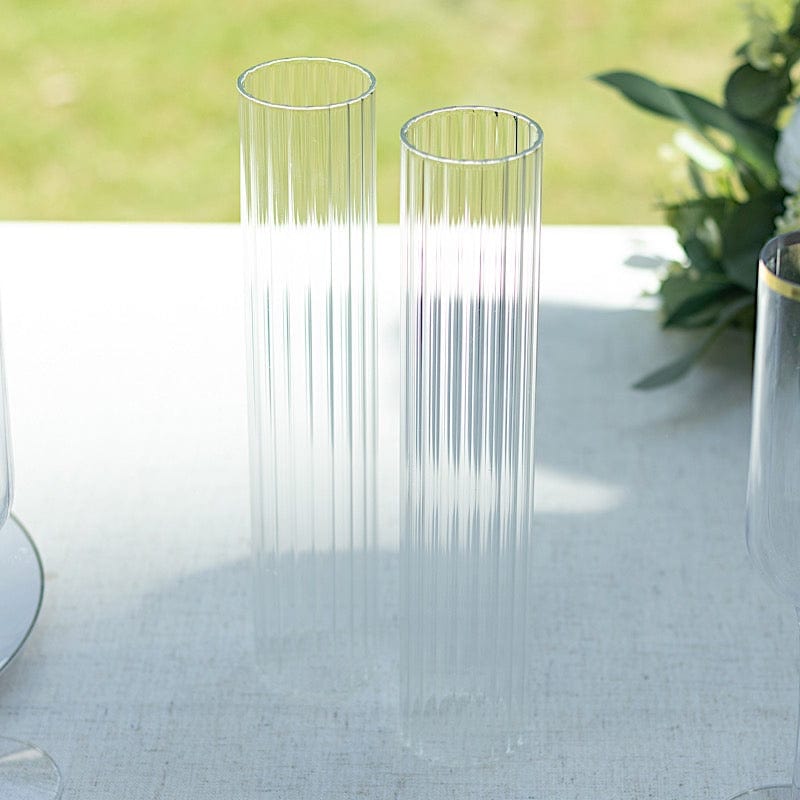 2 Clear Ribbed Candelabra Candle Holder Glass Shades