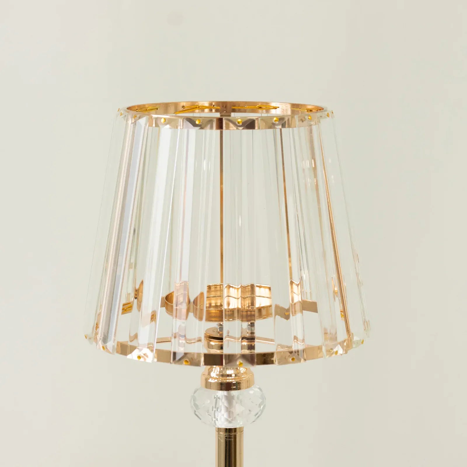 2 Gold Metal Votive Candle Holders with Clear Crystal Glass Lamp Shade