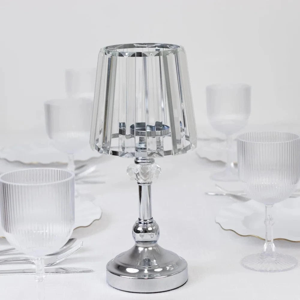 2 Metal Votive Candle Holders with Clear Crystal Glass Lamp Shade