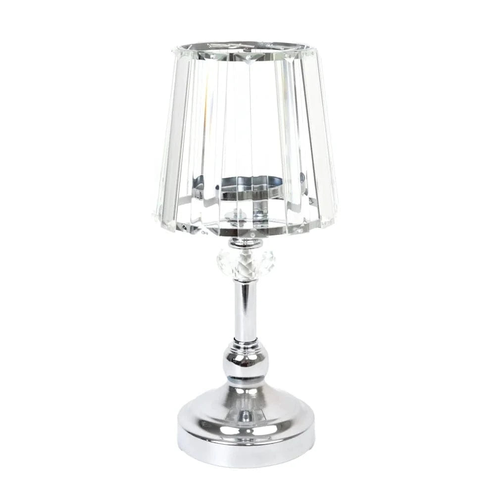 2 Metal Votive Candle Holders with Clear Crystal Glass Lamp Shade