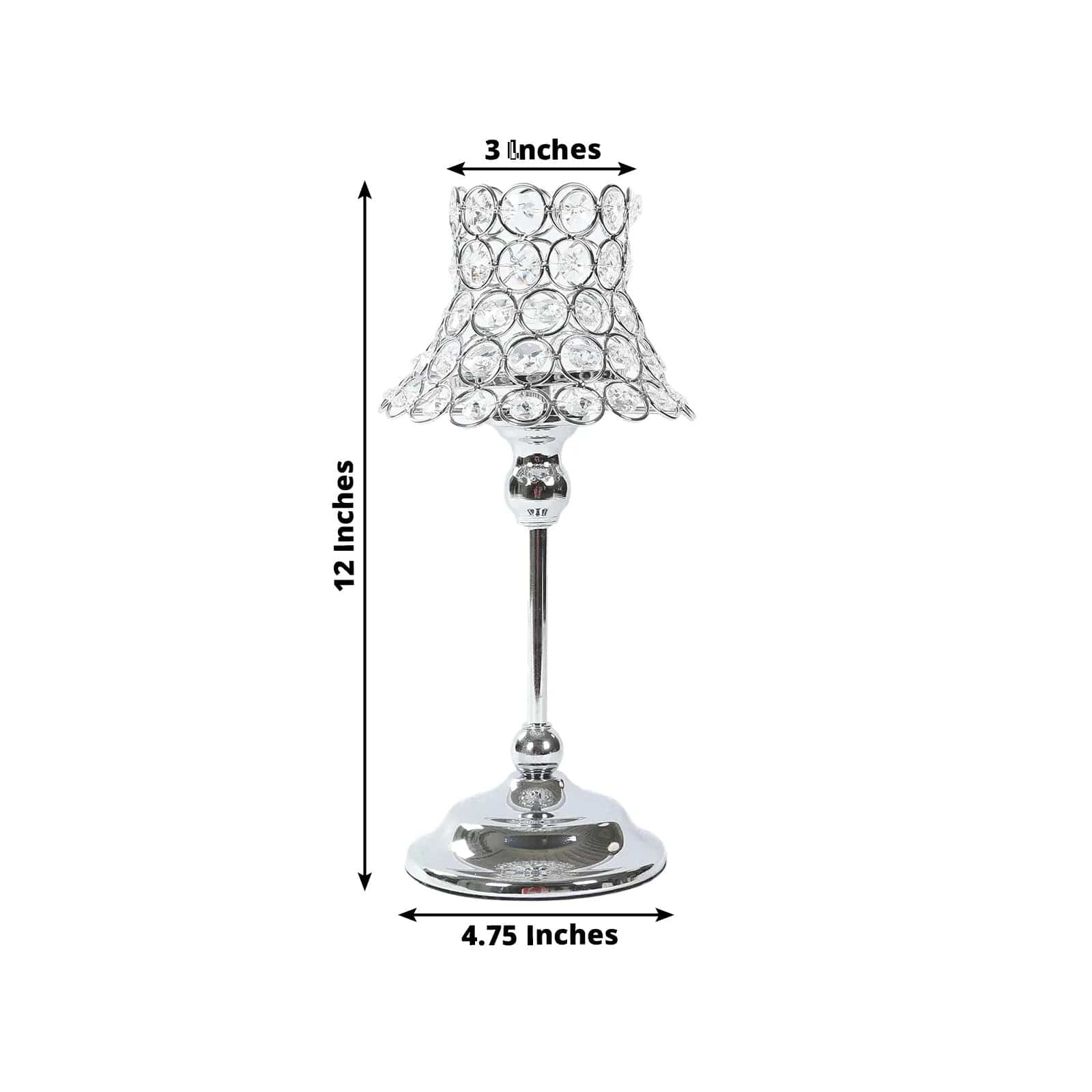 2 Pack 12 in Candle Holders Centerpieces with Crystal Beaded Lamp Shades