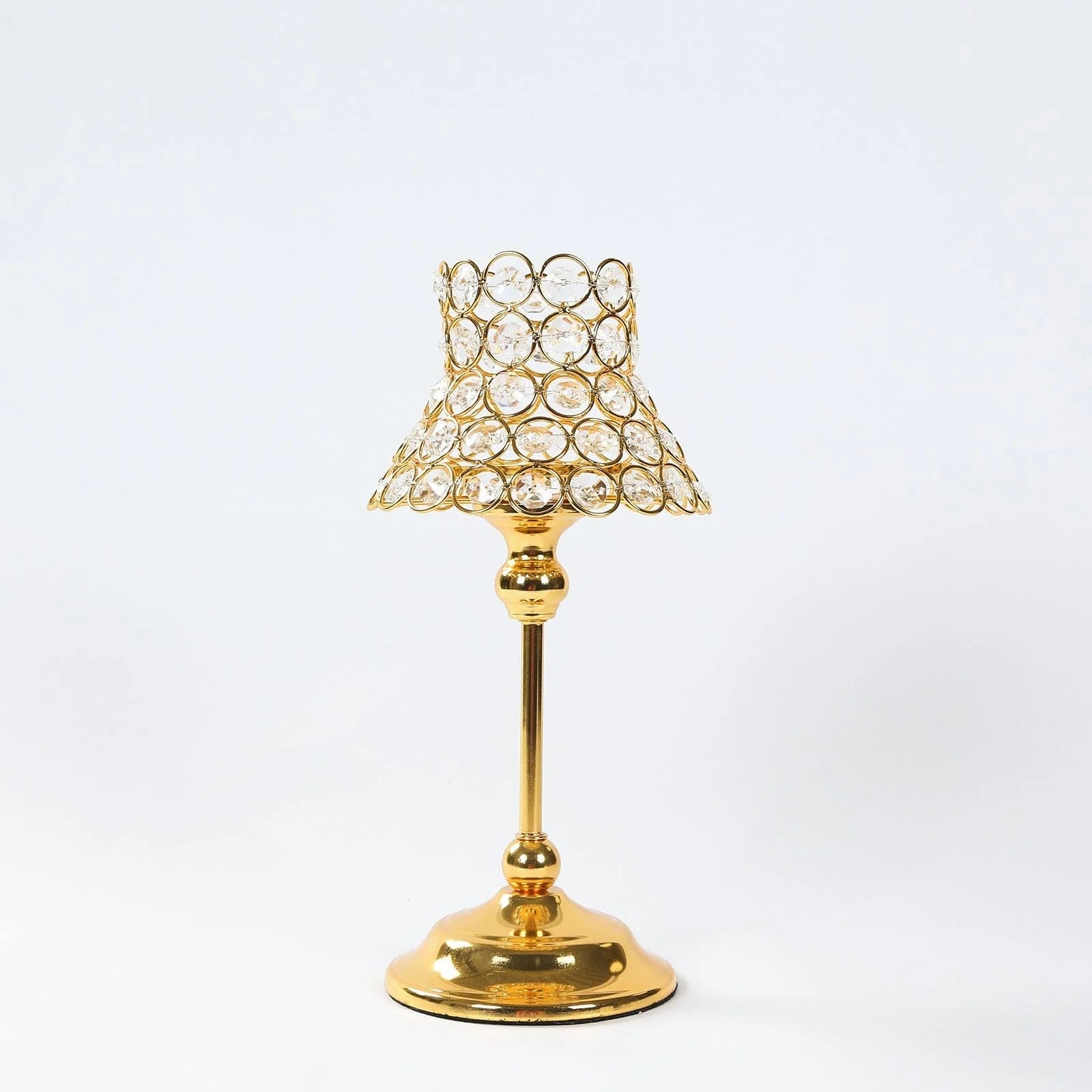 2 Pack 12 in Candle Holders Centerpieces with Crystal Beaded Lamp Shades