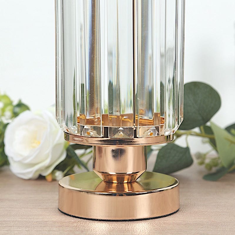 2 Pack Gold Crystal Pendant Hurricane Candle Holders