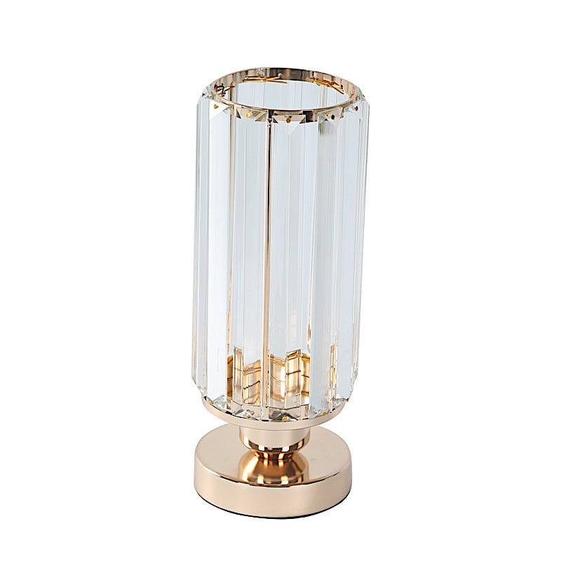 2 Pack Gold Crystal Pendant Hurricane Candle Holders