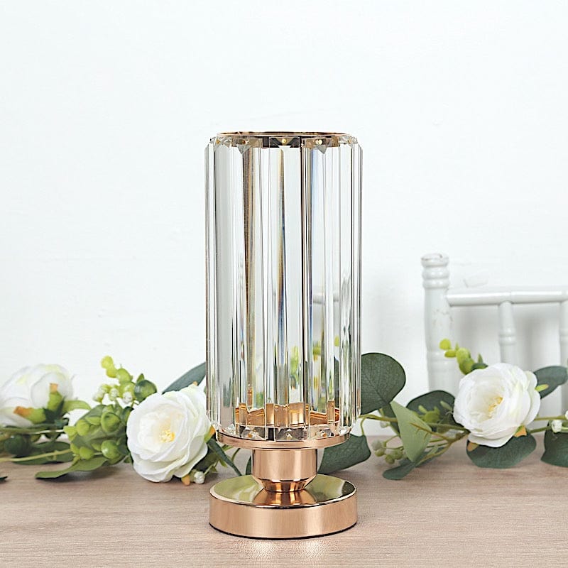 2 Pack Gold Crystal Pendant Hurricane Candle Holders