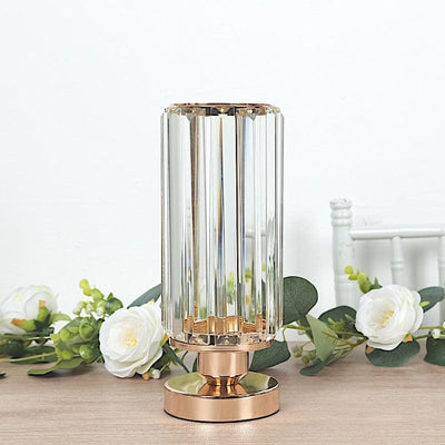 2 Pack Gold Crystal Pendant Hurricane Candle Holders