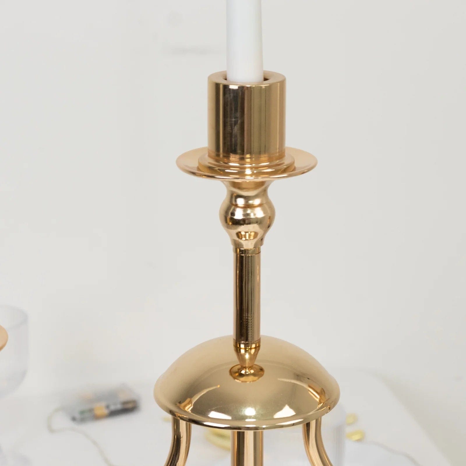 22 in Gold 3 Arm Metal Candelabra Taper Candle Holder