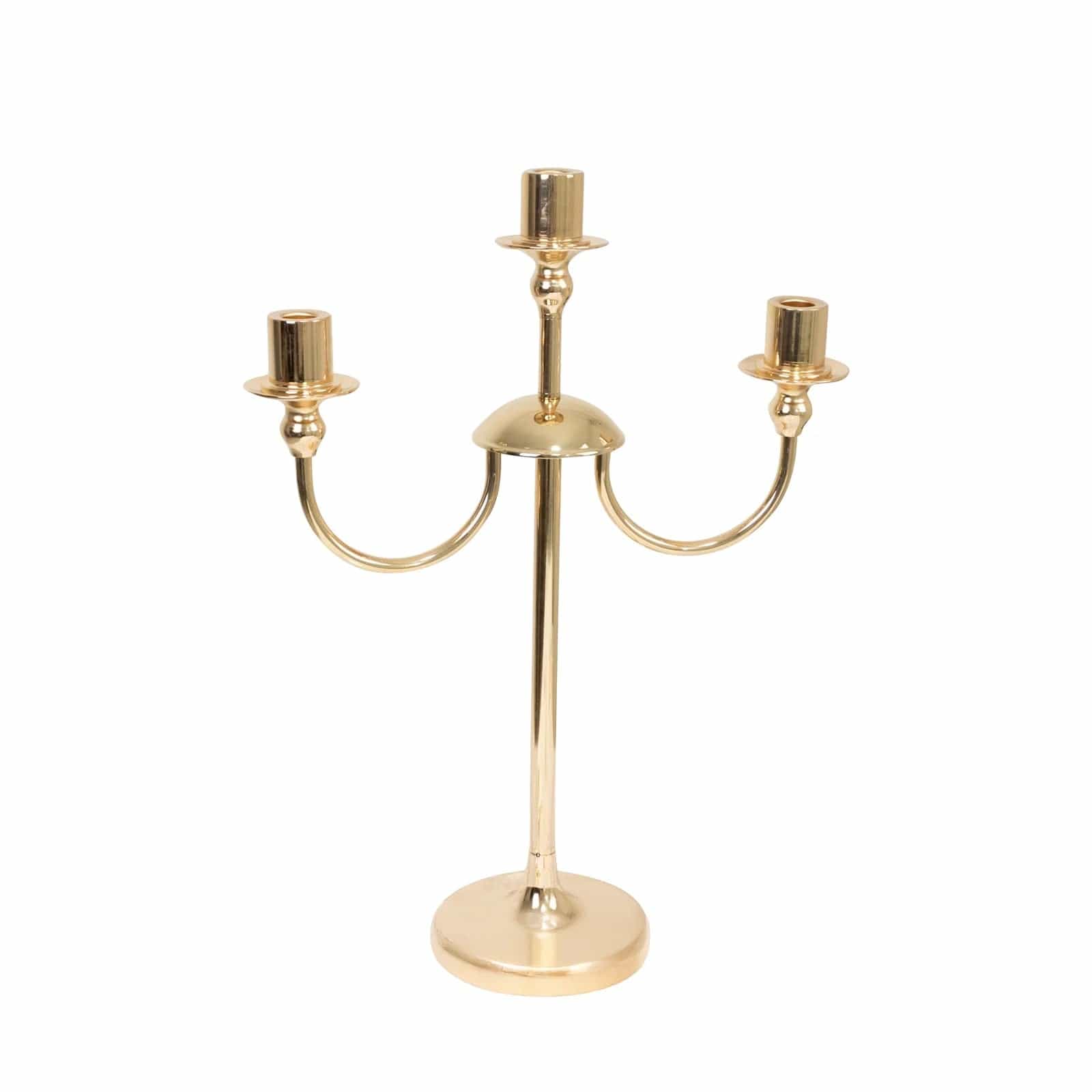 22 in Gold 3 Arm Metal Candelabra Taper Candle Holder