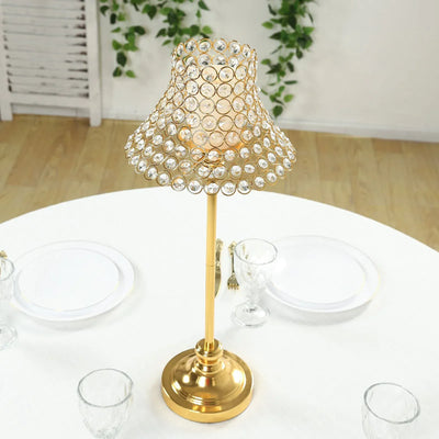 24 in Gold Crystal Beaded Lamp Shade Candle Holder