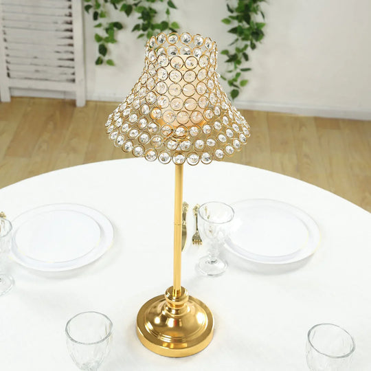 24 in Gold Crystal Beaded Lamp Shade Candle Holder