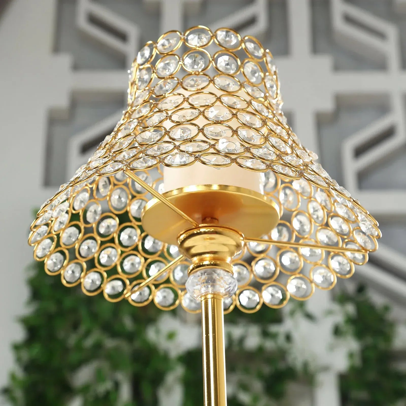 24 in Gold Crystal Beaded Lamp Shade Candle Holder