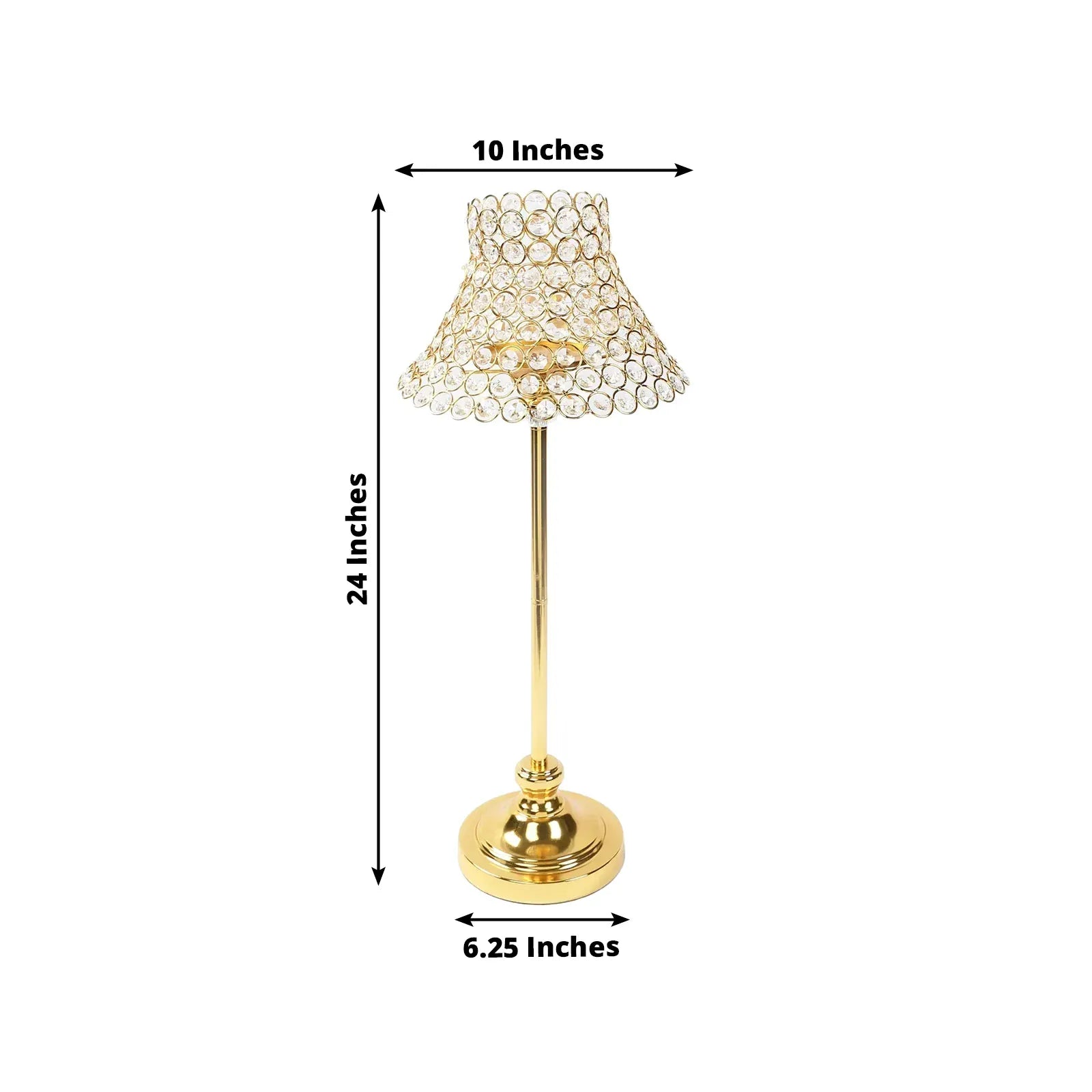 24 in Gold Crystal Beaded Lamp Shade Candle Holder