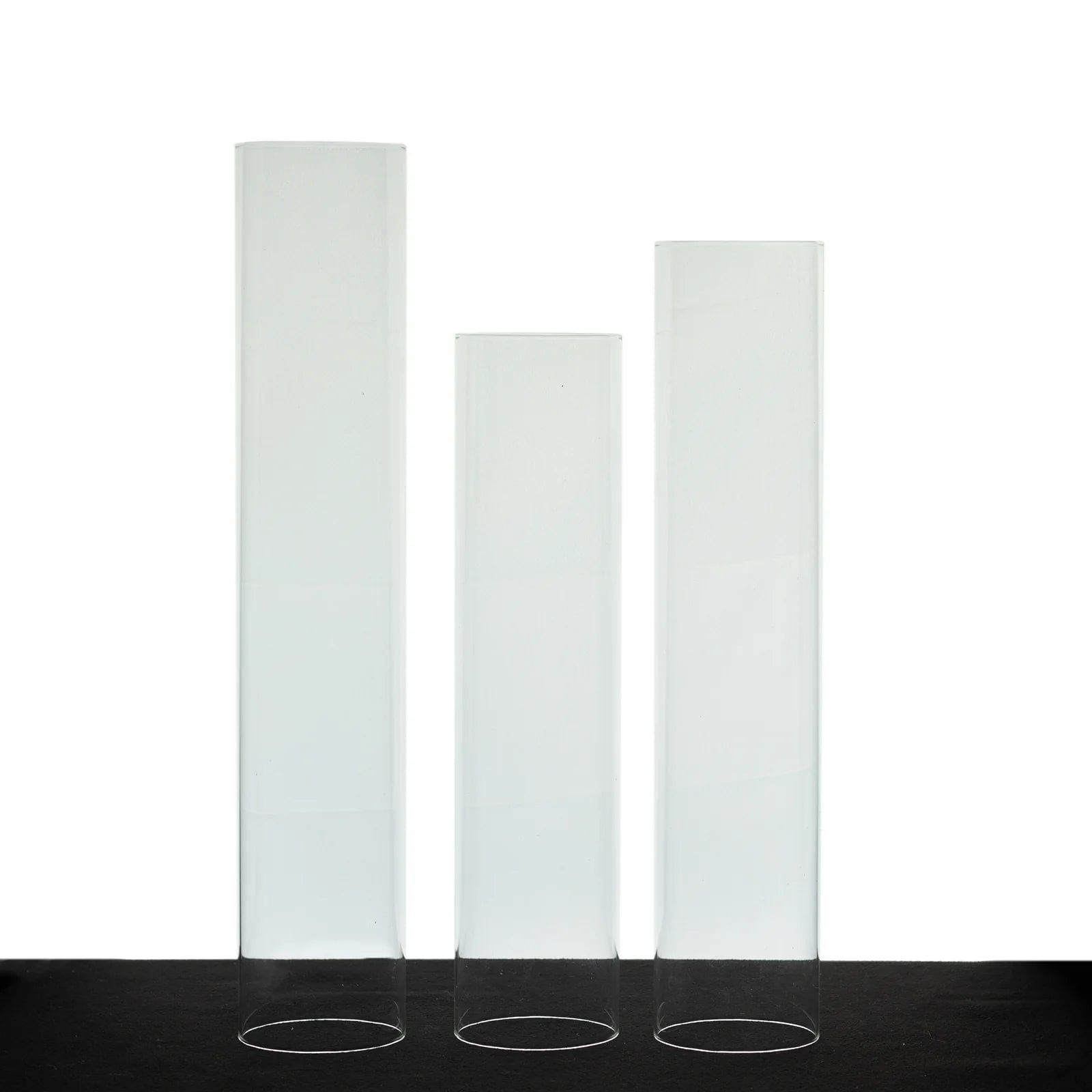 3 Clear Glass Pillar Hurricane Candle Shades