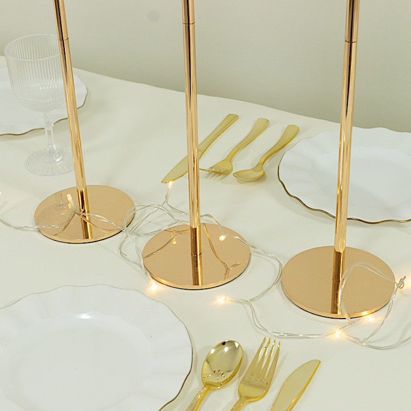 3 Gold Metal Taper Candle Holders with Hurricane Glass Shades Set