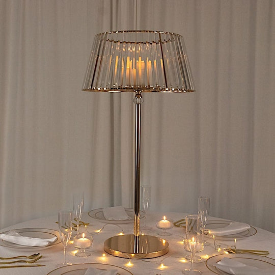 38 inch Gold Crystal Pendant Candle Holders with Classic Empire Lamp Shade Style