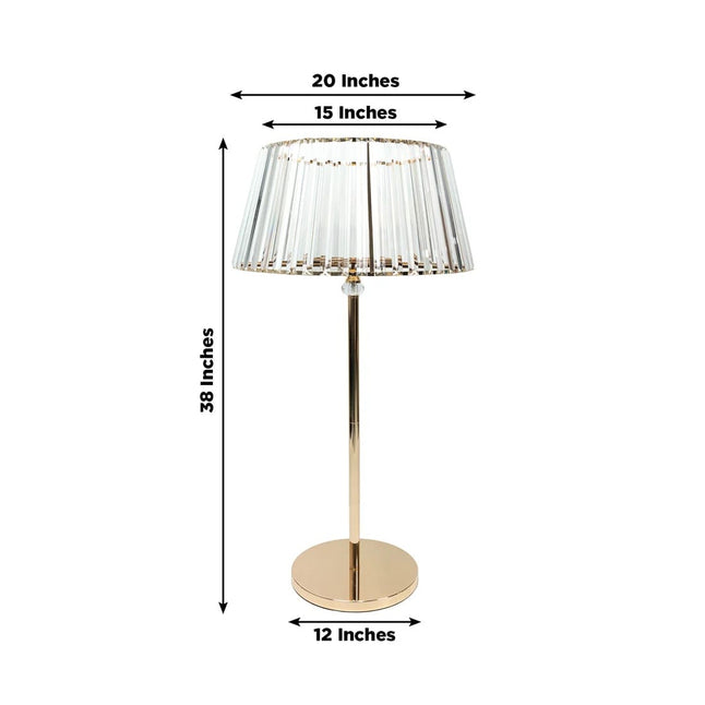 38 inch Gold Crystal Pendant Candle Holders with Classic Empire Lamp Shade Style