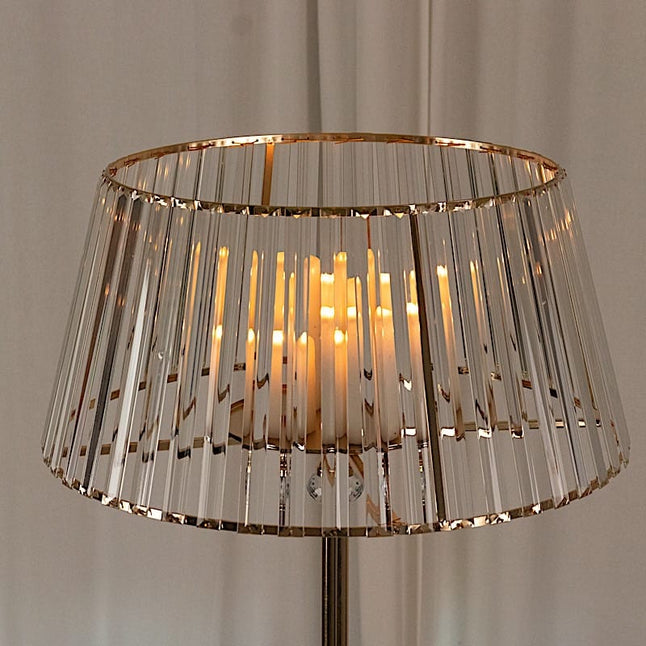 38 inch Gold Crystal Pendant Candle Holders with Classic Empire Lamp Shade Style