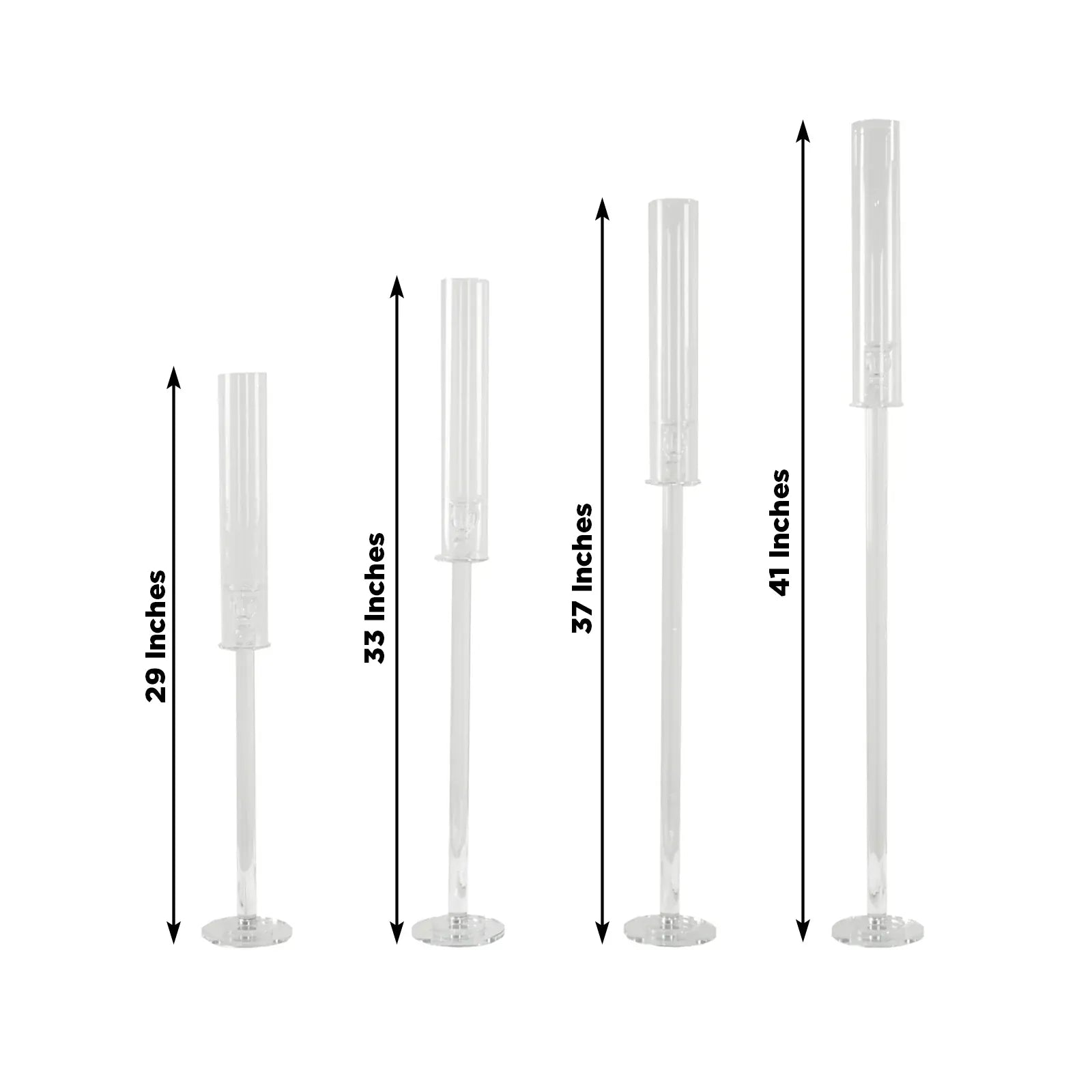 4 Clear Crystal Glass Hurricane Taper Candle Holders with Chimney Tubes